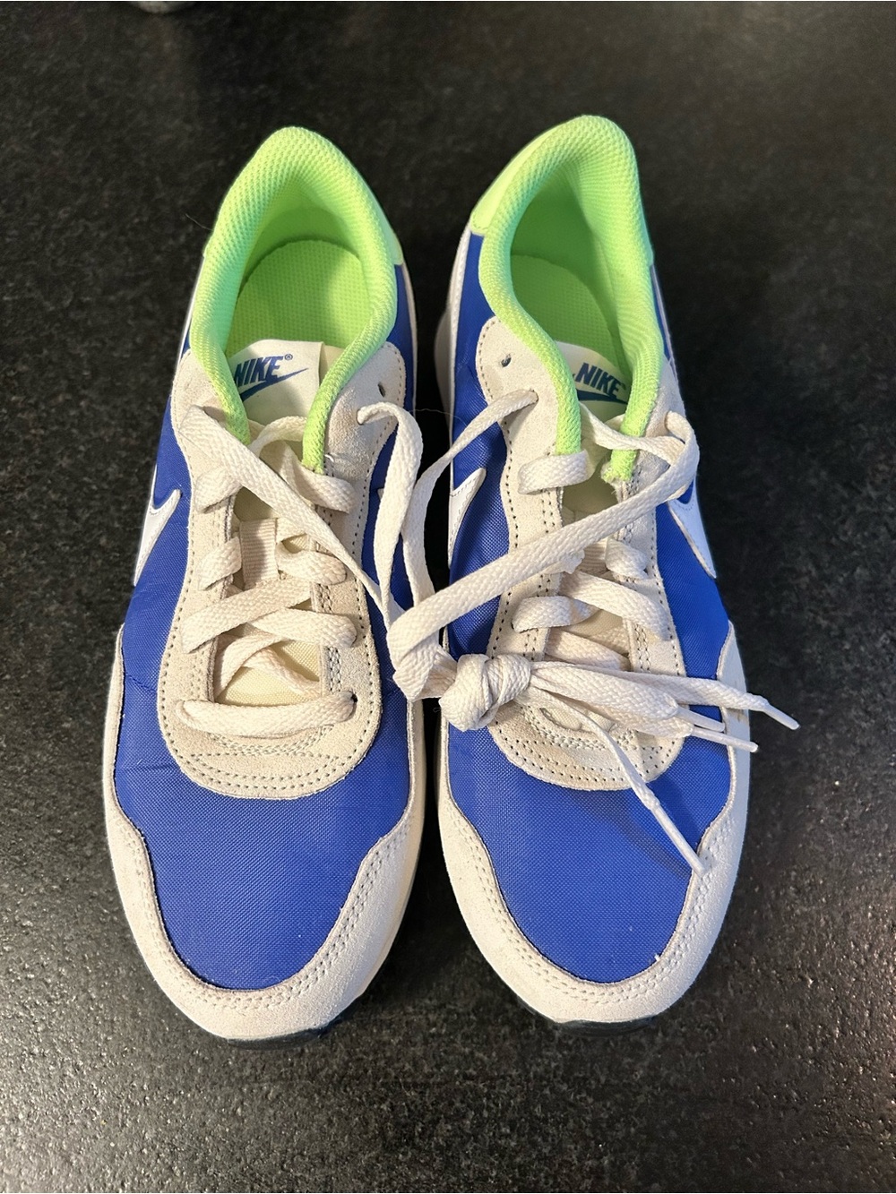 Brand new Nike Kids Blue, White and Neon Green Retro-Style Sneakers size 6.5